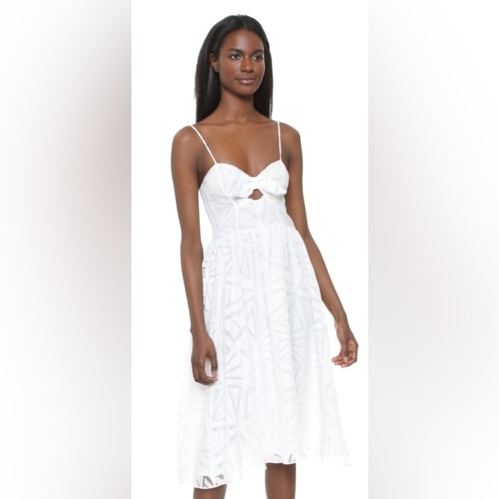 Nwt Parker White Cotton Blend Midi Dress — image 2 of 8
